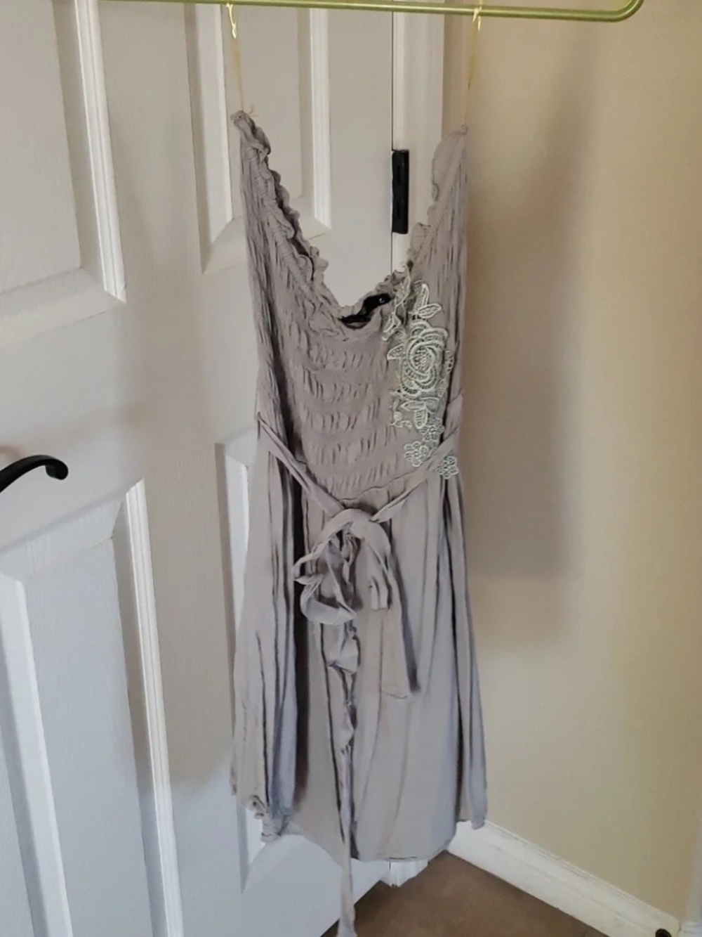 Mustard Seed Size Large L Strapless Dress in Light Gray with Lace lot6475